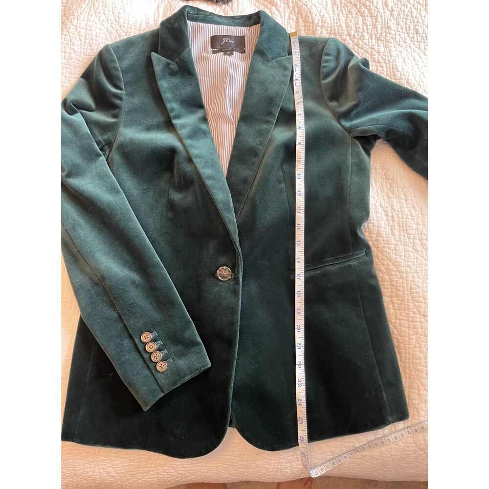 J Crew Parke Blazer Jacket Velvet Sz 6 Old Forest Green Luxe Academia Whimsigoth - Picture 7 of 14
